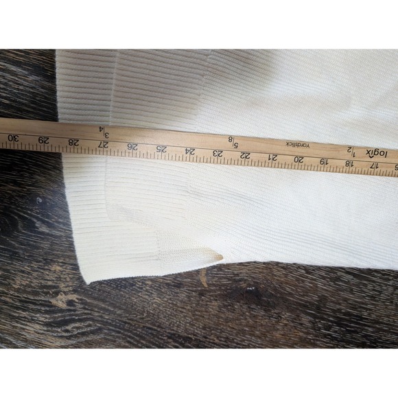 Athleta Sweater Womens Large White Hanover V Neck Tunic Pullover Knit Side Slits - Picture 7 of 7